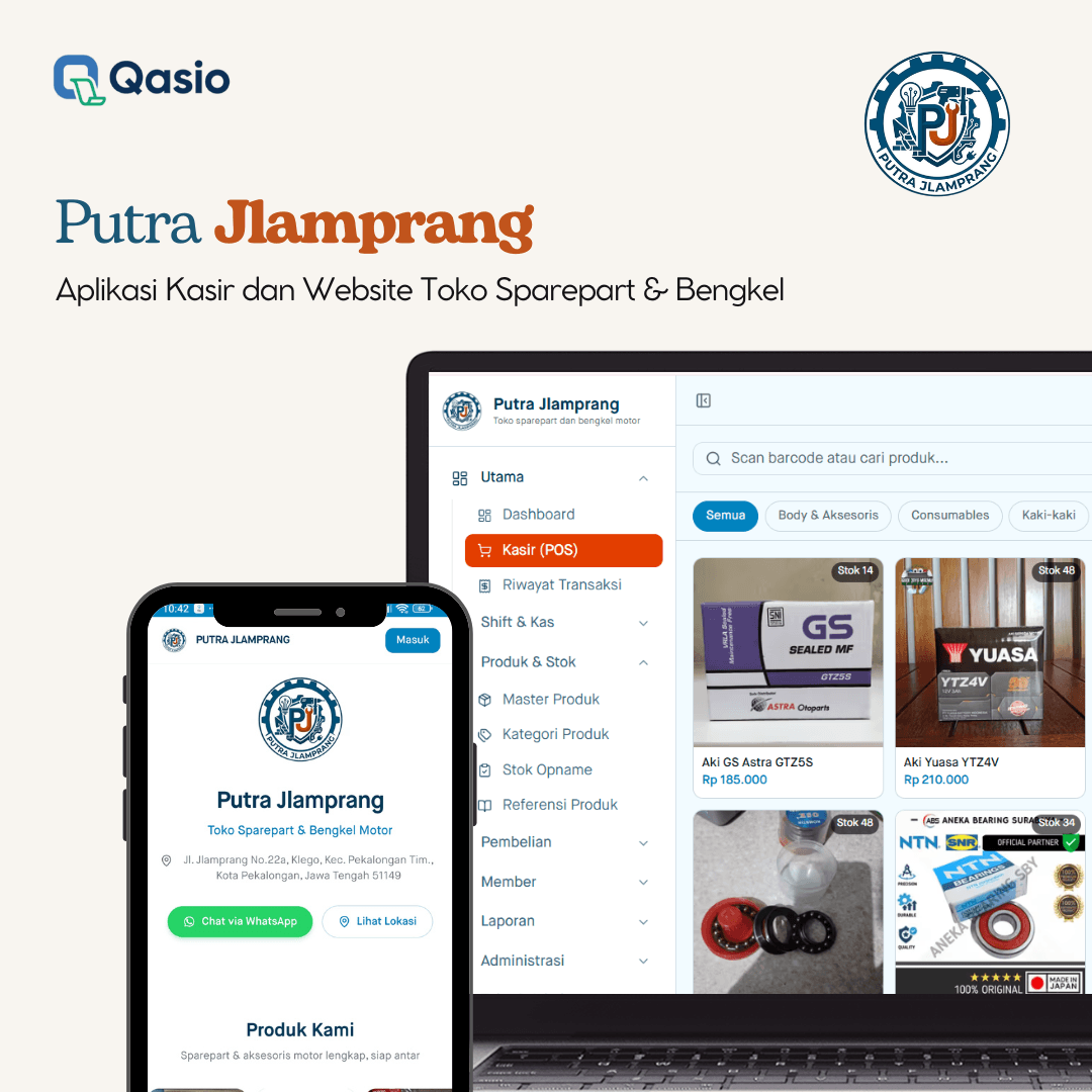 Portofolio Qasio — Putra Jlamprang, Sparepart & Bengkel di Kota Pekalongan