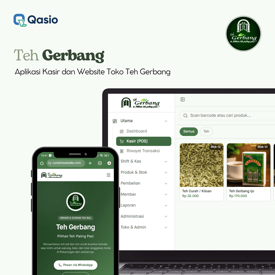Portofolio Qasio — Teh Gerbang, Grosir & Eceran di Pekalongan
